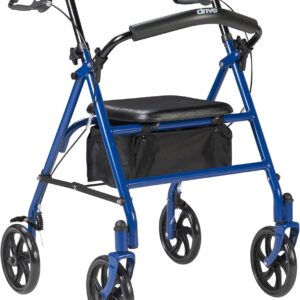 Drive Medical 10257BL Steel Rollator Walker with Seat, 300 lb Capacity