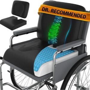 Wheelchair Pressure Relief Cushion Set (2-Piece) - 18"x16" Anti-Slip Gel Memory Foam