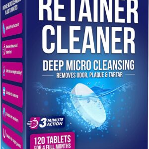 Breelex Denture Cleaning Tablets – 120 Retainer, Night Guard, and Aligner Cleaner Tablets, FSA/HSA Approved, Fresh in 3 Minutes