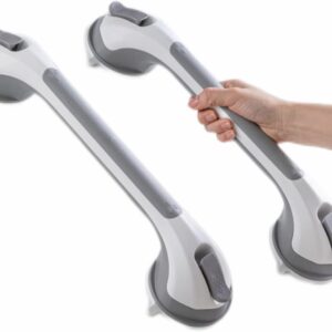 TAILI Suction Grab Bars for Bathtubs & Showers – Heavy-Duty Removable Bathroom Safety Handles for Seniors & Elderly (2-Pack, No-Drill, Waterproof, Grey)