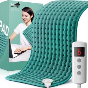 Electric Heating Pad for Back, Neck & Shoulder Pain Relief – Moist & Dry Heat, 6 Heat Settings, Auto Shut-Off, Machine Washable Micro-Plush