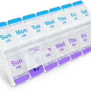 EZY DOSE 7-Day Push-Button Pill Organizer – AM/PM Extra-Large Compartments, Arthritis-Friendly, BPA-Free Medication Planner