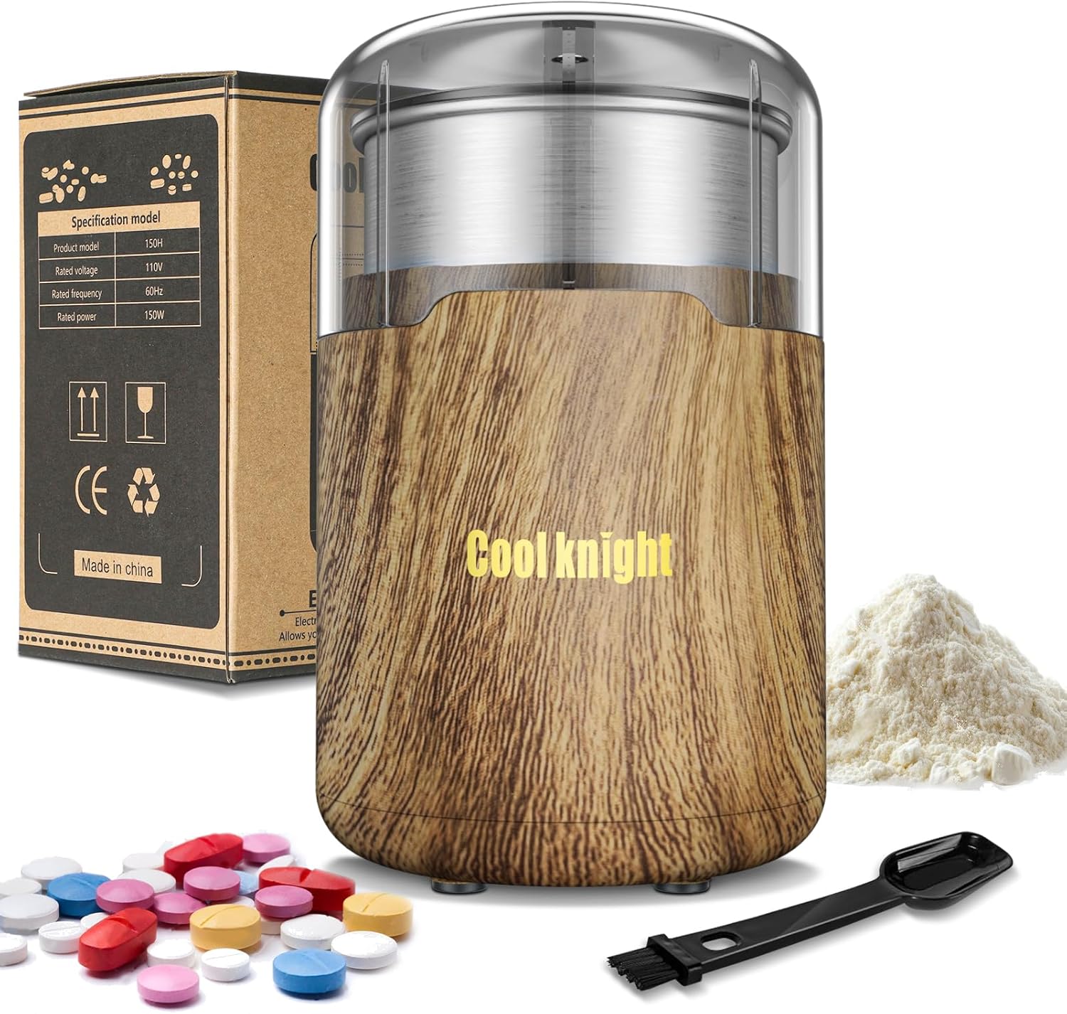 COOL KNIGHT Electric Pill Crusher – 150W Pill Grinder for Crushing and Grinding Pills, Tablets, Vitamins, and Supplements into Fine Powder